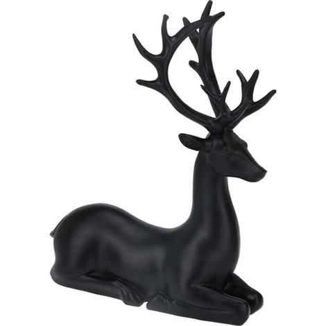 Renna decorativa in resina colore nero per decorazioni natalizie -Seduta / Stile 2 (1/4)