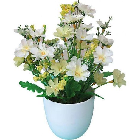 Décoration artisanale pour jardin, fête, maison, Noël ou autres occasions spéciales, idéale pour les soins du corps et le bricolage. Fleur artificielle en pot (1 pièce)blanc (1/5)