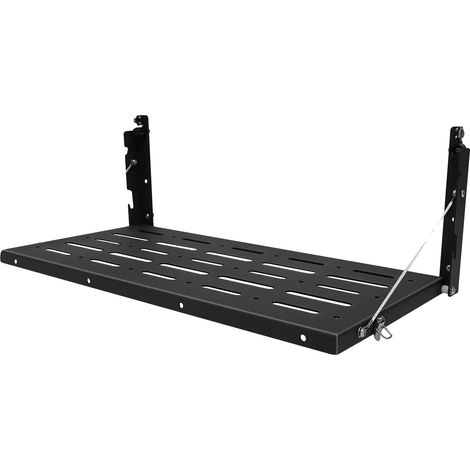 Mesa plegable para portón trasero, diseño duradero, alta capacidad de carga, color negro. (1/2)
