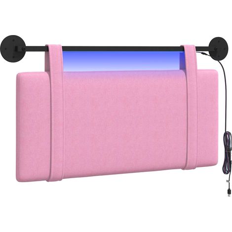 Testiera  Testata del letto sospesa Con luce LED Rosa Tessuto (1/5)