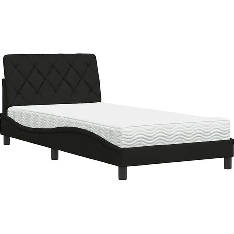 Lit simple,Lit adulte,Lit avec matelas noir 100x200 cm tissu CFW298455 (1/5)