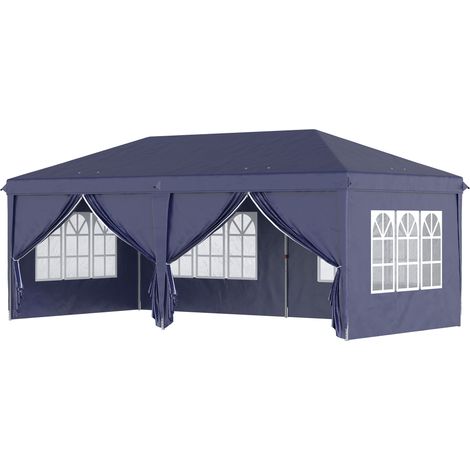 Wasserdichtes, faltbares Pop-up-Pavillon/Festzelt, 6 x 3 x 2,7 m, 4 abnehmbare Seitenwände, 4 Fenster, Abdeckung