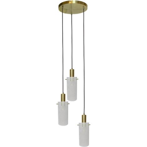 Suspension Tirana métal 3xE27 blanc/or Light Prestige (1/5)