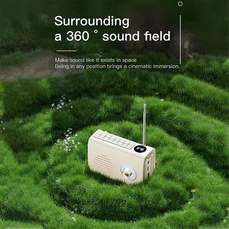 Mini radio FM portable d'extérieur, radio solaire, haut-parleur Bluetooth avec lumière colorée et fonction mains libres (1/5)