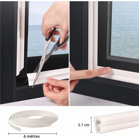 Joint d'étanchéité d'angle blanc auto-adhésif, 6 m, pour fenêtres PVC et aluminium, isolant, anti-vent et anti-poussière (1/5)