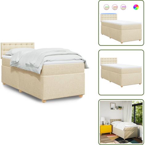 Sommier à lattes de lit avec matelas Crème 80x200 cm Tissu - Lit Plateforme - Lit Crédence - Lit Design - Lit Moderne - Lit Chambre Adulte