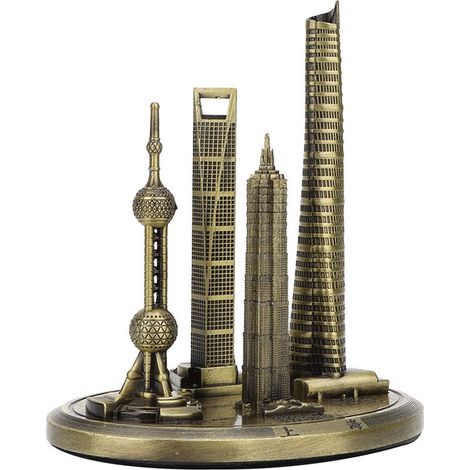 Maquette de gratte-ciel de Shanghai - Tour Perle de l'Orient & Centre Financier Mondial - Souvenir miniature de bâtiment emblématique (1) (1/5)