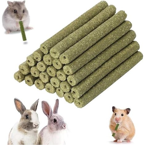 Rabbit Chew Toys Timothy Hay Sticks Rabbit Toy Rabbit Chew Toy Set Hamster Chew Toys Natural Flavored Hay Sticks Molar Chew Toy (1/5)