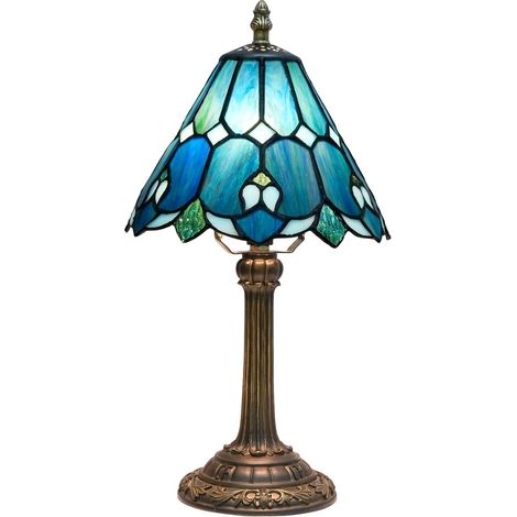 Lampe de chevet, lampe en vitrail pour chambre à coucher, dortoir, cuisine, décoration d'intérieur (bleu) (1/5)