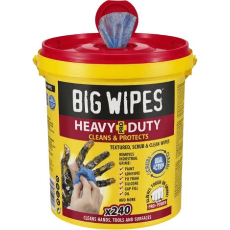 Eimer mit 240 Heavy Duty Reinigungstüchern, ultra-widerstandsfähig - BIG WIPES BIHEA120-SE