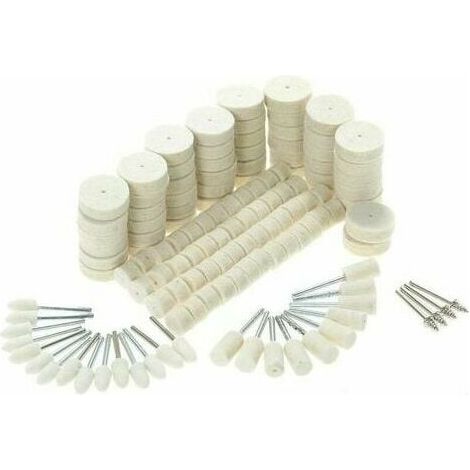 129 pièces feutre de laine tampon abrasif outils de polissage accessoires de polissage de Surface métallique pour outil rotatif Dremel (1/4)