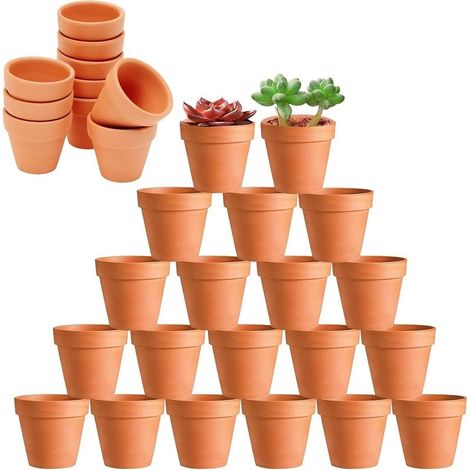 25 Pot Terre Cuite, Pot de Fleur Terre Cuite, Mini Pot de Fleur en Céramique avec Trou de Vidange, Pot Plante Intérieur pour Cactus Intérieur Extérieur Plantes Maison Succulentes (4,5 x 4 cm) (1/5)