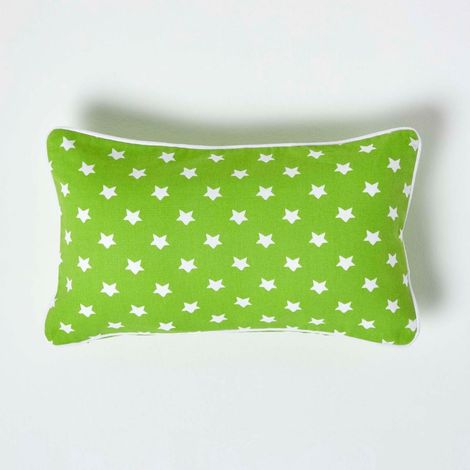 HOMESCAPES Cotton Green Stars Rectangular Cushion Cover, 30 x 50 cm