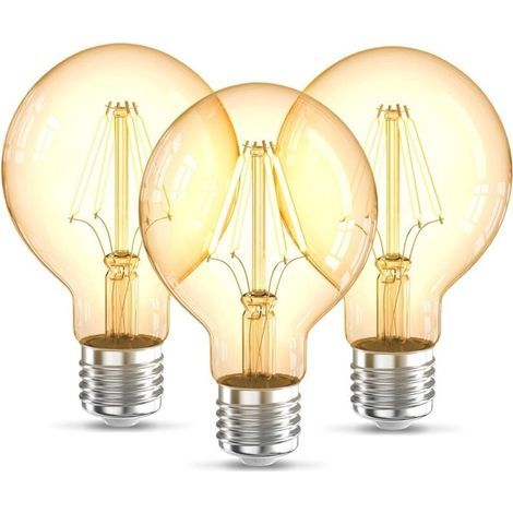 B.K.Licht Lot de 3 ampoules LED Edison Vintage G80 I E27, 4W, blanc chaud 2200K, intensité lumineuse 320lm, rétro à filament (1/4)