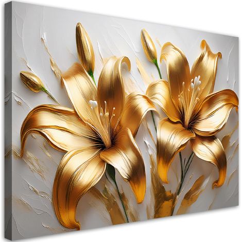 Tableau déco Lys dorés glamour Fleurs Plantes 90x60 (1/5)