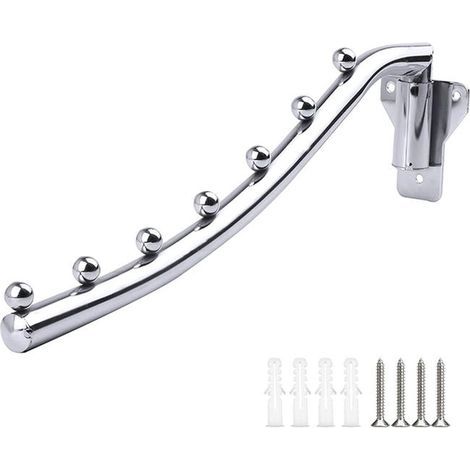 180° folding coat rack, stainless steel coat rack, steel wall hook with rotating arm support. (1/5)