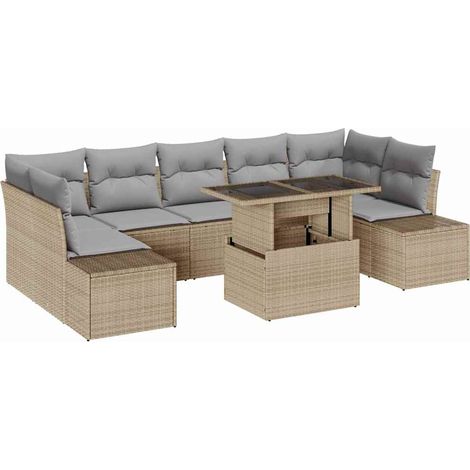 Maison Exclusive - Sofa Set mit Kissen 8 pcs Beige und Hellgrau P