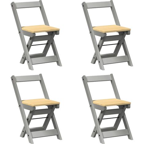 Lot de 4 chaises de salle à manger pliables design rustique en bois de pin gris DEC026287 (1/5)
