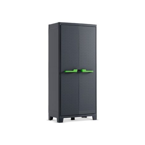 Keter – Armoire de jardin étanche 182cm – 4 étagères réglables – Capacité 150kg – Résistante aux UV – Double poignée couleur vert ou gris (1/9)