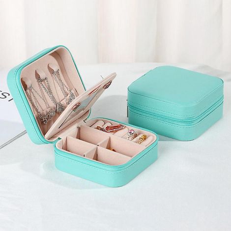 petit Boite A Bijoux Portable, Mini Bote Bijoux De Voyage Avec Miroir, Boite A Bijoux Femme En Cuir Pu Impermable, Organisateur De Bijoux Bote B (1/5)