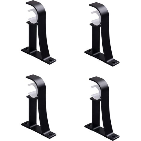 Lot de 4 supports de tringle à rideau décoratifs robustes pour tringles à rideaux de 2,5 à 3,2 cm, noir (1/5)