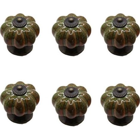 AIDUCHO set Di 6 Cassetti tirare in Stile Europeo in Ceramica Smaltata A Forma Di Zucca (Verde) (1/5)