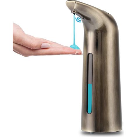 Distributeur de savon automatique, étanche, 400 ml, bronze vert, distributeur de savon liquide sans contact avec capteur de mouvement infrarouge, idé (1/5)