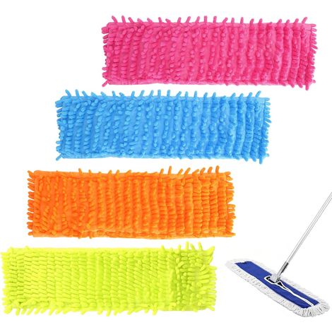 CCYKXA4 Pièces Housse Balai Serpillière Microfibre Recharge Balai Plat -42cm Grande Taille Haute Absorption Lavable Réutilisable Serpillière Humide et Sèche (1/5)