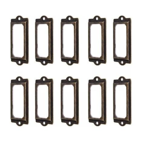 50 Porte-étiquettes 60 x 17 mm Métal Bronze Vintage Porte-étiquettes Porte-cartes Bibliothèque Tiroir (1/5)