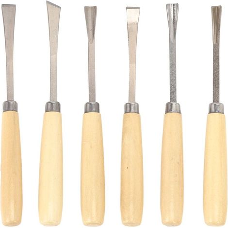 Ensemble de 6 ciseaux à bois pour sculpture, outils de gravure professionnels pour menuiserie (1/5)