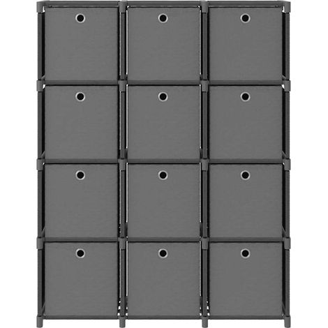 Maison Exclusive - Würfel-Regal mit Boxen 12 Fächer Grau 103x30x1 (1/5)