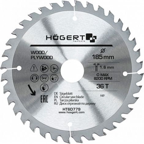 Lame de scie circulaire, compatible avec 100 % des marques - Alésage 30 avec bague de réduction inclus :25/20/16 - Dia 250 mm, 40 dents, ep 2 mm, Maxi 6100 t/minutes