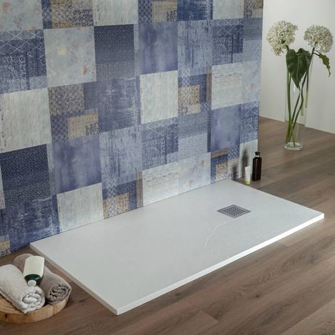 Piatto Doccia 70x90 cm Rettangolare Bianco Slim in Resina effetto Pietra Blan (1/5)