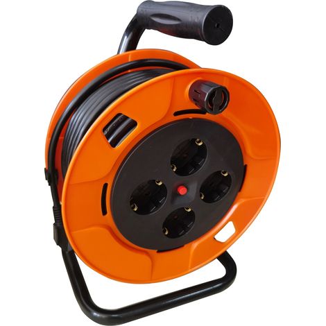Bobine de câble RS PRO 25m, 4 prises Type F - Schuko allemand, 250 V 16A, IP20 ( Prix pour 1 )