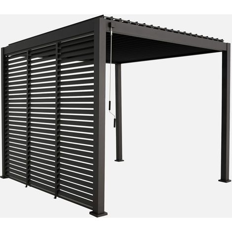 Pergola bioclimatica 3x3m in alluminio con lamelle orientabili V2 + 3 persiane (1/5)