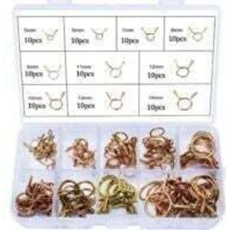 100PCS Clip à Ressort Tuyau Collier Serrage Durite Essence Serre-joints à Tuyaux Colliers de Clip à Ressort Tuyau Serrage 5mm, 6mm, 7mm, 8mm, 9mm, 10mm, 11mm, 12mm, 13mm, 14mm (1/5)