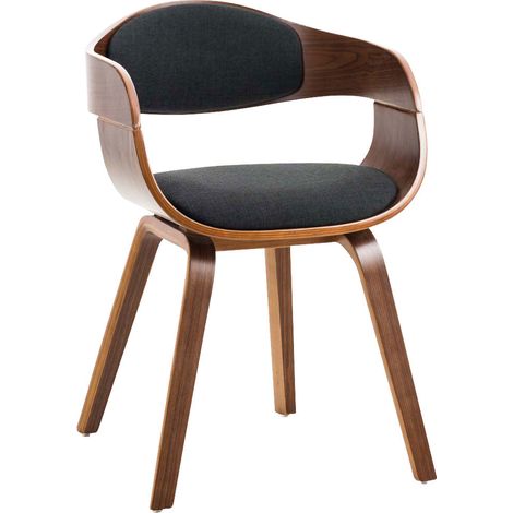Silla de oficina de visita sin ruedas en tela y madera, diseño retro y máximo confort, nogal negro BUR10550 (1/4)