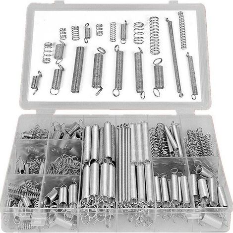 Coffret de 200 ressorts de traction et compression, assortiment multi-usages pour bricolage et réparation, kit de ressorts variés en acier, dimensions multiples, idéal pour atelier et maintenance. (1/5)
