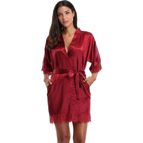 Peignoir Kimono en Soie pour Femme, Robe de Nuit Courte Demoiselle d'Honneur, Vêtement de Bain Léger, Taille Unique, Cadeau Idéal (1/4)