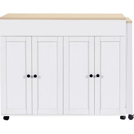 Barra de cocina extensible blanca con almacenaje 117-180 x 50 x 94,6 cm HOMVRA (1/5)