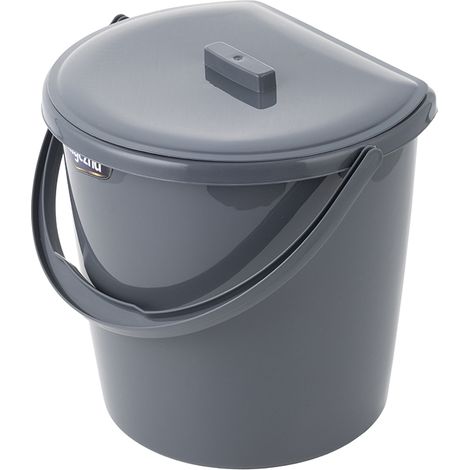 SECCHIO IN PLASTICA DA PARETE CON COPERCHIO 11L GRIGIO SCURO - BEN