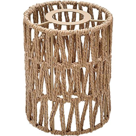 1-Pack Rattan Lampenschirm Klein, Boho hängende Lichtschilde Vintage Anhänger Lichtschild Ersatz, Zylinder gewebte Lampenschirme für Stehleuchten Pendelleuchte Kronleuchter Wandleuchten Leuchtenschirm (1/5)