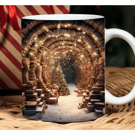 Tasse 3D Étagère À Livres - Tasse En Céramique Blanche 350 ml - Pour Lecteurs Et Amateurs De Lecture - 1 Pièce (1/3)