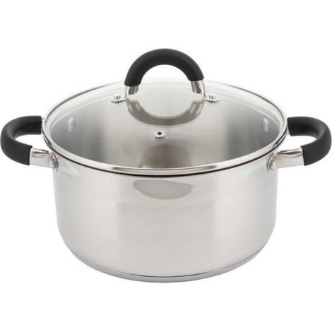 Marmite Avec Couvercle - Acier Inoxydable Multicouche - Fond Acutermique 5 mm - Compatible Induction - 22 cm - 4 L