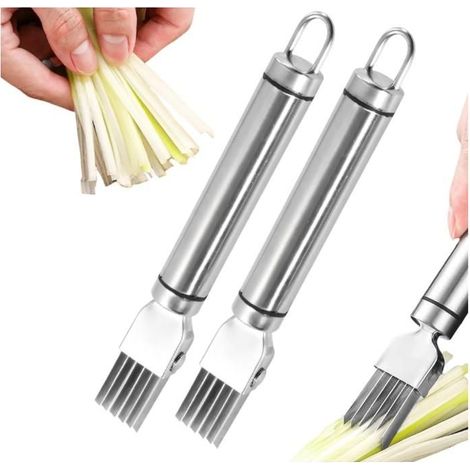 Coupe Oignons, Acier Inoxydable Hachoir Manuel, Coupe Legumes Multifonctions, Rapeuse Legume, Gadgets de Cuisine pour Oignons, 2PCS (1/5)