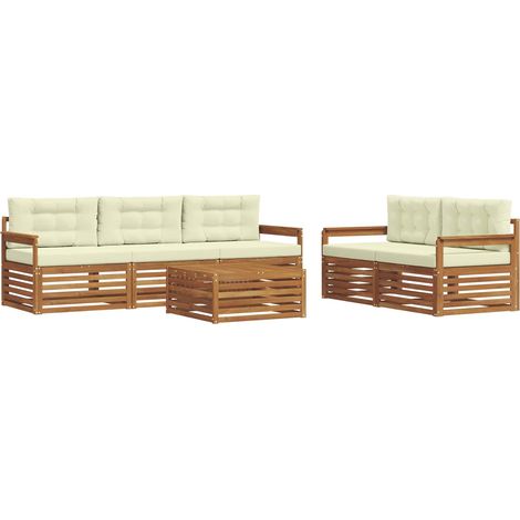 Conjunto de sofás de exterior con cojín 6 pcs Natural y Crema vidaXL (1/5)