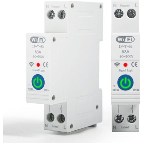 Disjoncteur Wifi Commutateur, 63A Interrupteur Connecté avec Commande Vocale Minuterie Interrupteur à Télécommande Compatible avec Alexa et Google Assistant TUYA APP (1/4)