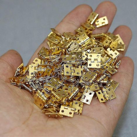 50 Mini-Scharniere aus Messing für Schmuckkästchen mit Schrauben, kleine Scharniere für Holzmöbel und Schränke, 10 x 8 mm (1/5)