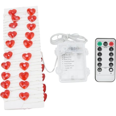 30 herzförmige LED-Lichterketten, 3 m Kupferdraht, warmweiß, Außendekoration für Valentinstag und Partys (1/5)