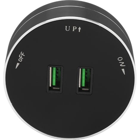 Adaptateur secteur sans fil avec double port USB, prise ronde multifonctionnelle et indicateur lumineux, 110-250 V CA (1/5)